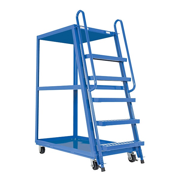 Steel Stock Picking Ladder Cart 1000 lb. Capacity, 56-1/8"L x 27-7/8"W x 73-1/16"H