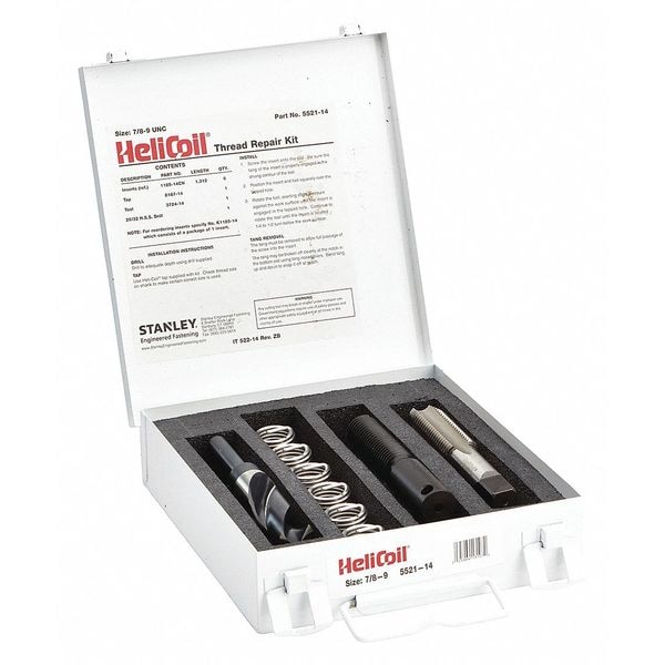 Free-Running Helical Insert Repair Kit, Helical Inserts, 7/8"-9, Plain 18-8 Stainless Steel