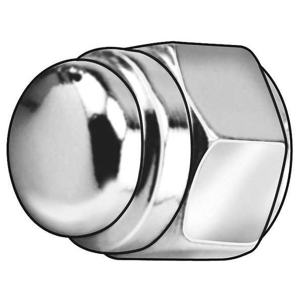 Flattened Head Cap Nut, 1/2"-13, Steel, Chrome Plated, 0.812 in H, 5 PK