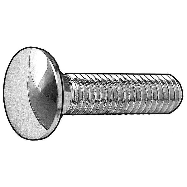 Carriage Bolt, Square Neck, 1/4"-20, 2 in L, Steel, Grade 5, Chrome, 5 PK