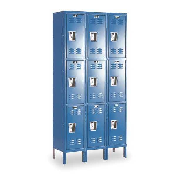 Wardrobe Locker, 36 in W, 15 in D, 78 in H, (3) Tier, (3) Wide, Marine Blue