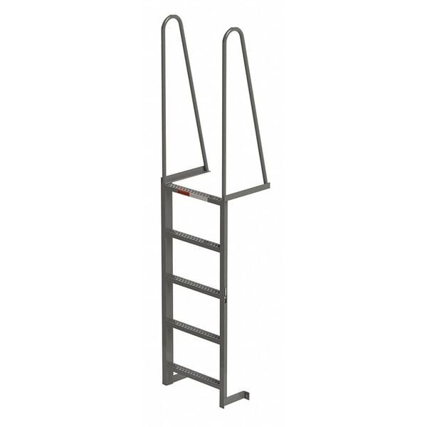 5 ft Overall H, Fixed Ladder, Steel, 5 Steps, Forward Exit, Enamel Finish, 300 lb Load Capacity