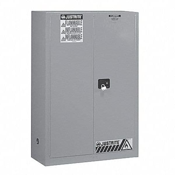 Flammable Liquid Safety Cabinet, 45 gal, 2 Shelves, Galvanized Steel, 43 in W x 65" H x 18 in D