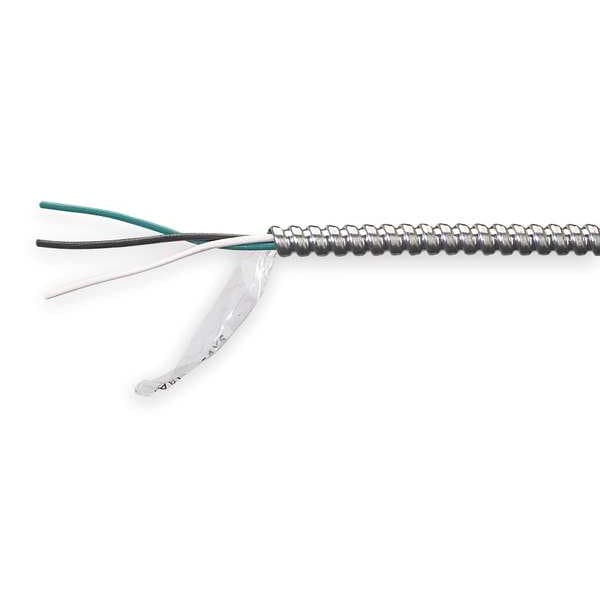 Metal Clad Building Cable, MC, 12 AWG, 2C with Ground C, Silver, Aluminum, Stranded, 600V AC