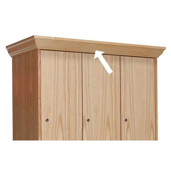 Locker Crown Molding, Wood, W 15 In, H 3 In