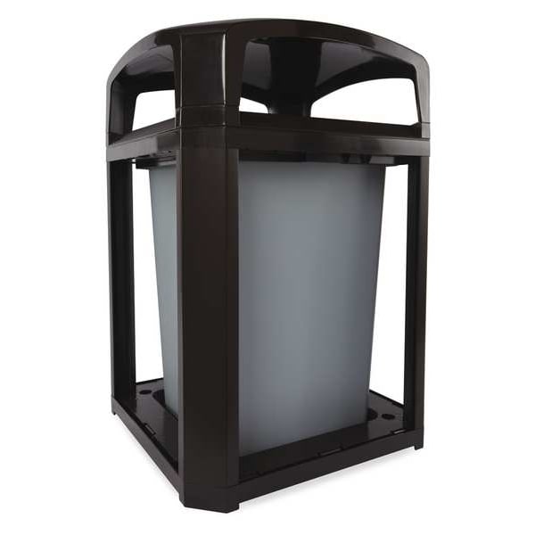 Landmark Series(R) 35 gal Square Outdoor Can, Black, None, Plastic, 26 in