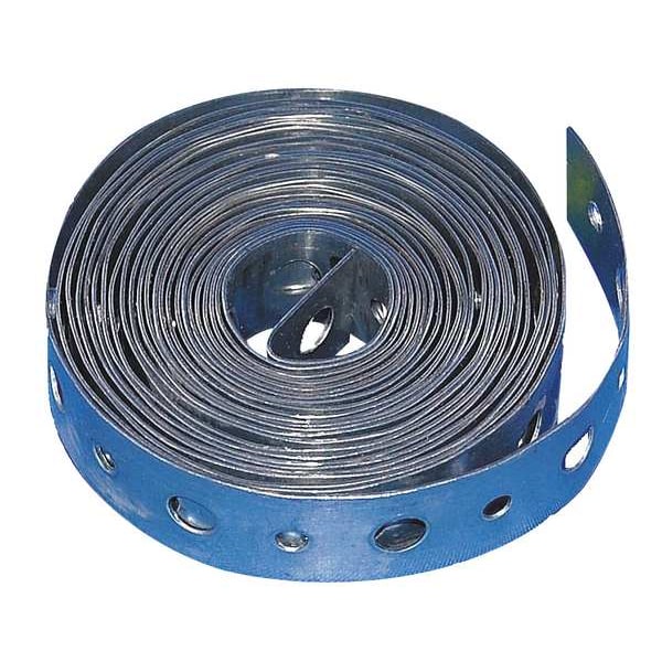 Hanging Strap For Pipe, 100 ft L, 5/32 in/1/4 in Holes, 1/2 in Hole Space, 20 ga 304 Stainless Steel