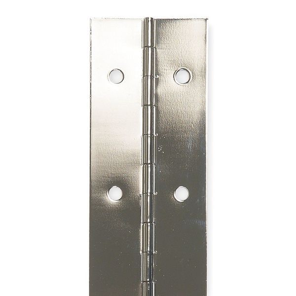 Piano Hinge, Steel, Full Surface Mounting, 1 in Leaf W x 30 in Leaf H, Nickel
