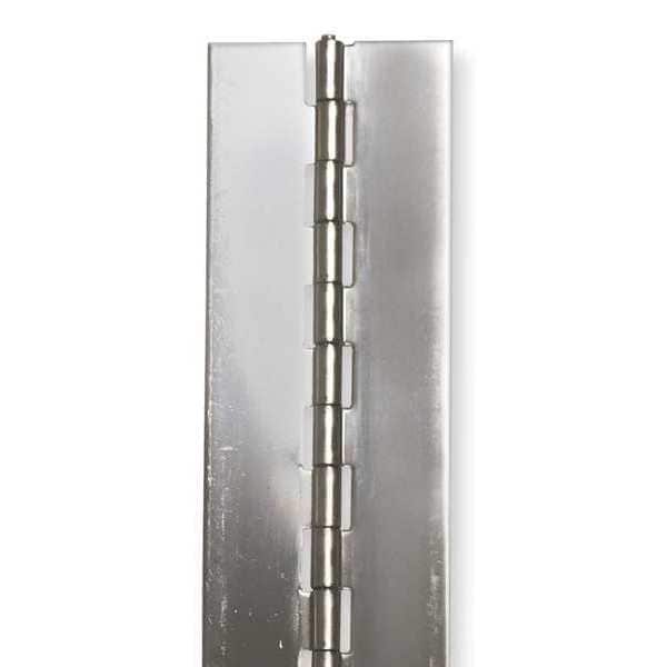 Piano Hinge, Stainless Steel, Full Surface Mounting, 1 1/2 in Leaf W x 12 in Leaf H