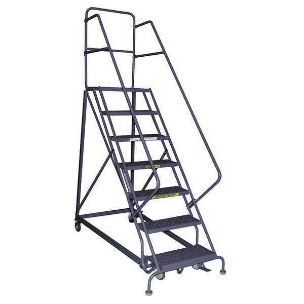 106 in H Steel Rolling Ladder, 7 Steps, 600 lb Load Capacity