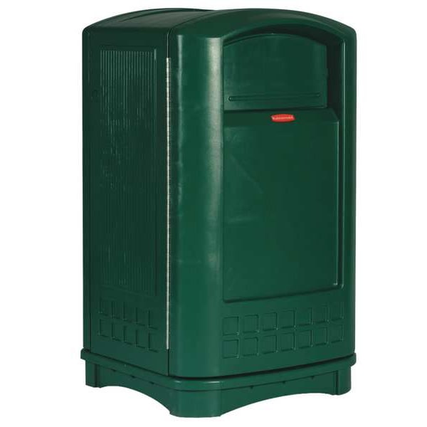 Plaza 50 gal Square Outdoor Can, Dark Green, None, Plastic, 25 1/4 in