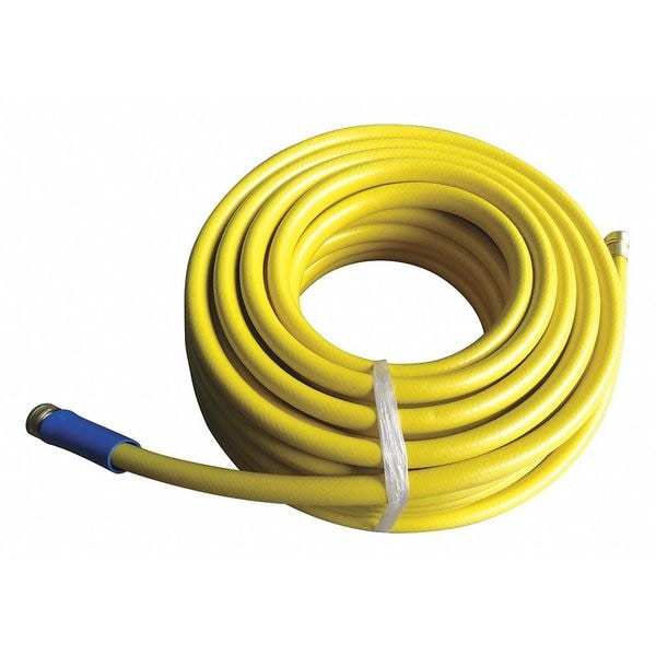 5/8 in ID x 100 ft L Water Hose, PVC Tube, Yellow, Aluminum x Aluminum Fitting