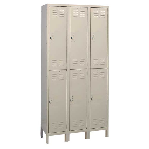Wardrobe Locker, 36 in W, 12 in D, 78 in H, (2) Tier, (3) Wide, Tan