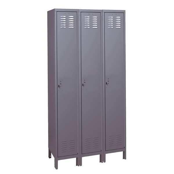 Wardrobe Locker, 36 in W, 12 in D, 78 in H, (1) Tier, (3) Wide, Dark Gray