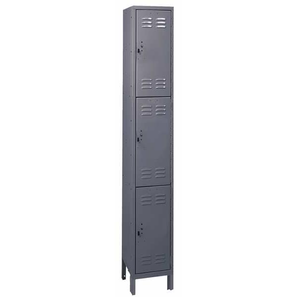 Wardrobe Locker, 12 in W, 18 in D, 78 in H, (1) Wide, (3) Tier, Dark Gray