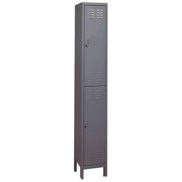 Wardrobe Locker, 12 in W, 15 in D, 78 in H, (1) Wide, (2) Tier, Dark Gray