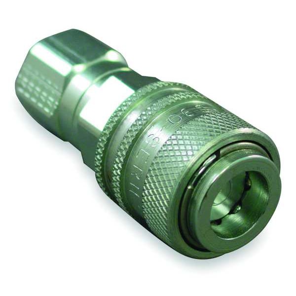 Hydraulic Quick Connect Hose Coupling, Steel Body, Push-to-Connect Lock, 7/16"-20 Thread Size