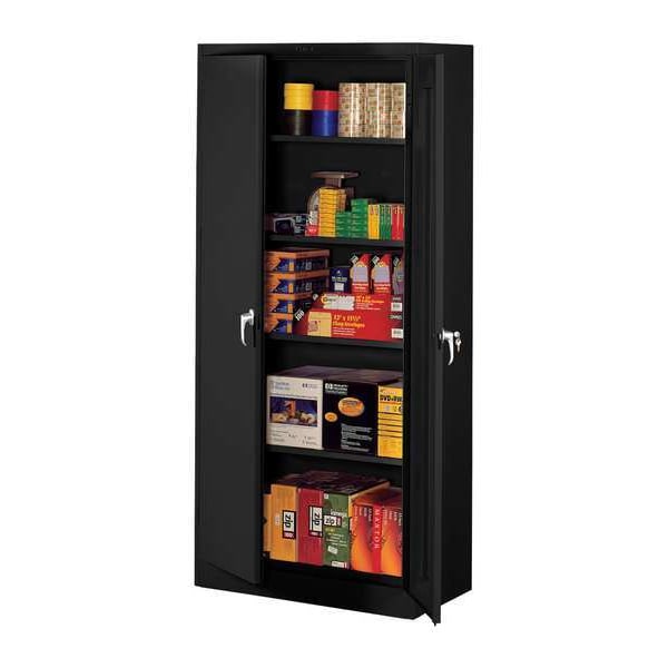 Shelving Storage Cabinet, 78 in H, 36 in W, Swing, Keyed, Black, 5 Shelves, 0 Drawers