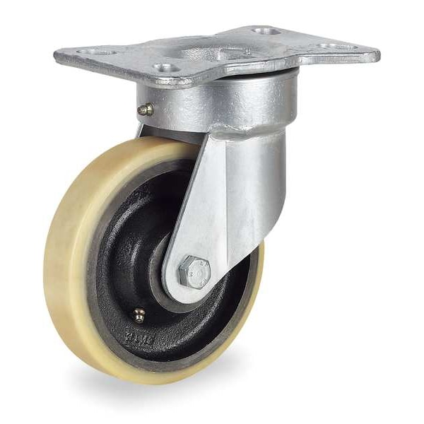 Kingpinless Plate Caster, Swivel, Poly, 6 in, 1600 lb, A