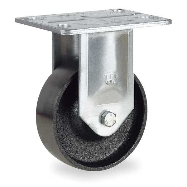 Plate Caster, Rigid, Cast Irn, 5 in, 1400 lb