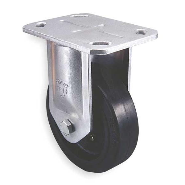 Plate Caster, Rigid, Rubber, 8 in., 1200 lb.
