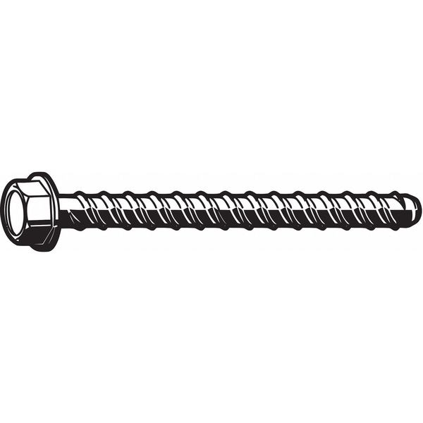 Concrete Screw, 1/2" Dia., Hex, 3 in L, Steel Zinc Plated, 125 PK