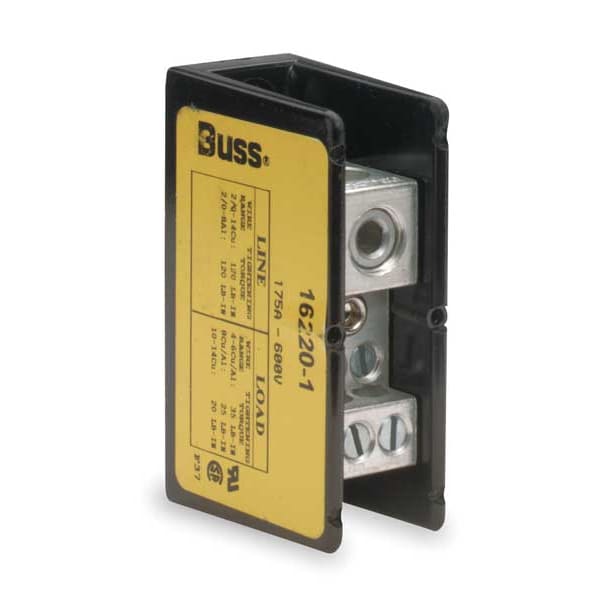 Miniature Power Distribution Block, Open, 1 Pole, 175 A Copper, 600 V AC/DC