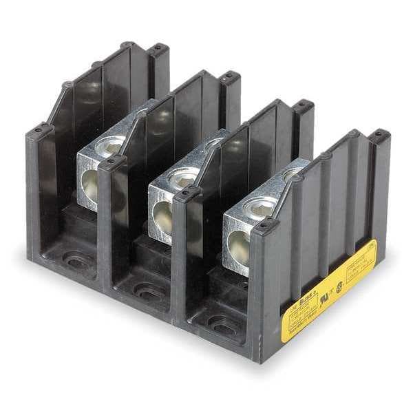 Power Distribution Block, Open, 3 Pole, 310 A Copper, 600 V AC/DC