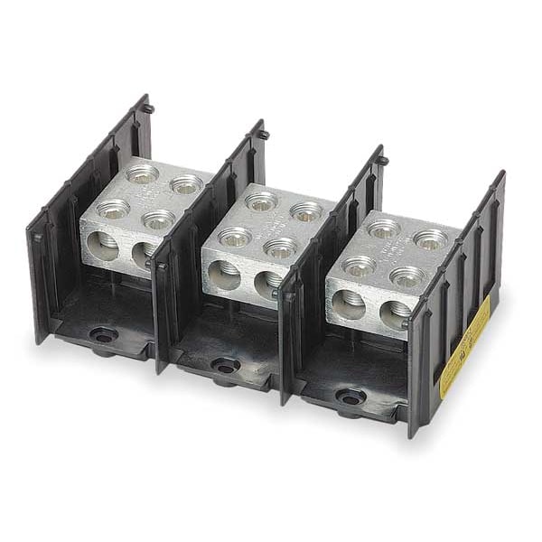 Power Distribution Block, Open, 3 Pole, 620 A Copper, 600 V AC/DC