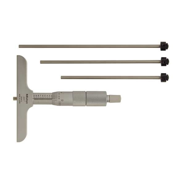 Depth Micrometer, 0 to 4", 4" Base, 4 Rods