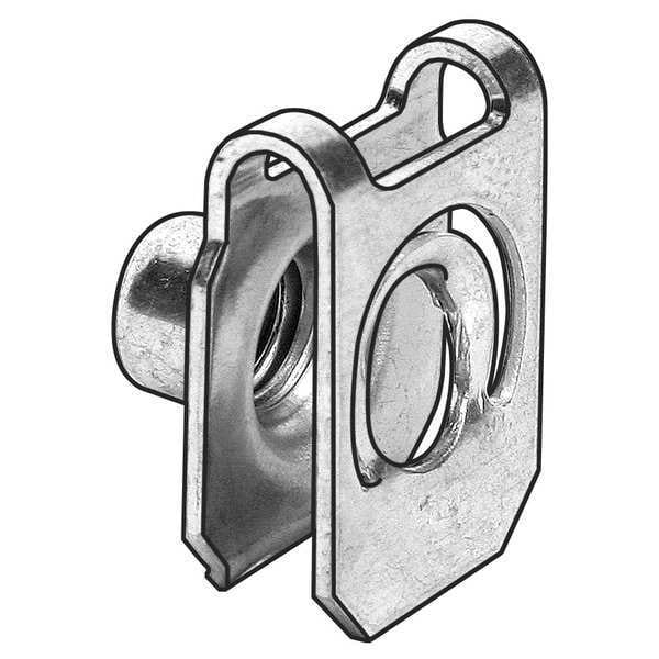 Spring Nut, 3/8"-16, U Shape, Steel, Not Graded, Phosphate Finish, 25 PK