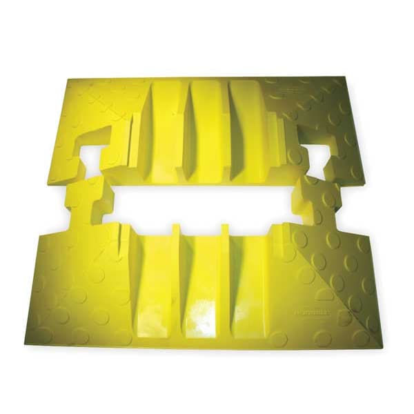 Cable Protector End Cap, 3-1/8 in H, 6-3/8 in, 8-1/4 in L, 20 in W, 3 Channel, Polyurethane, Yellow