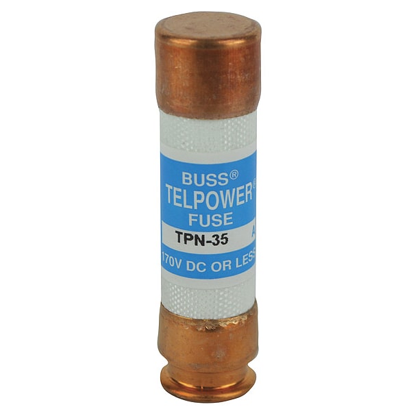 Telecom Protection Fuse, TPN Series, 35A, Fast-Acting, Not Rated, Cylindrical