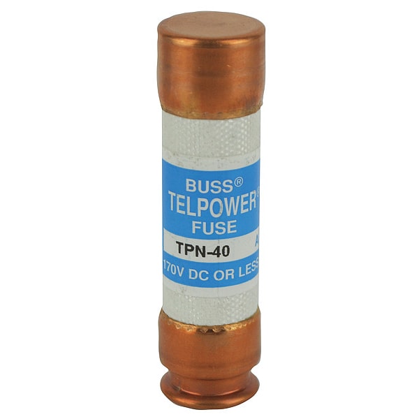 Telecom Protection Fuse, TPN Series, 40A, Fast-Acting, Not Rated, Cylindrical