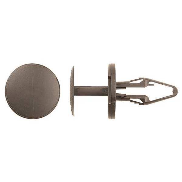 Push-In Rivet, Dome Head, 6.5 mm Dia., 20 mm L, Nylon Body, 50 PK