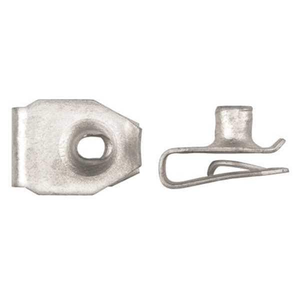 Spring Nut, #8, U Shape, Steel, Zinc Plated Finish, 25 PK