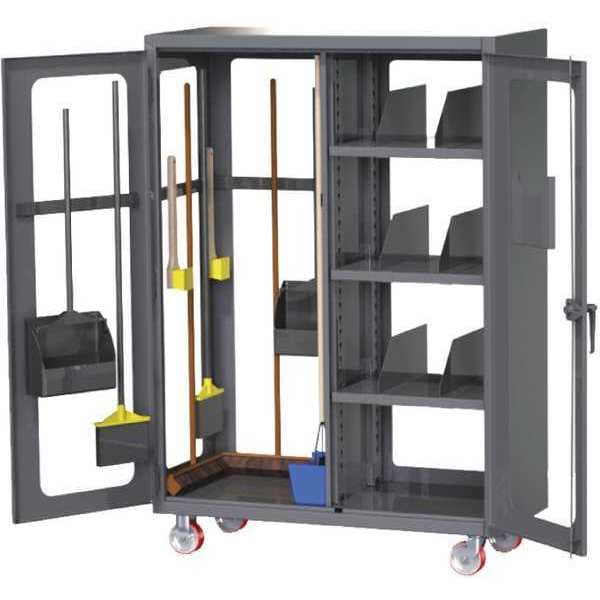 Clearview Door Storage Cabinet, 54 in W, 78 in H, 24 in D, Dark Gray