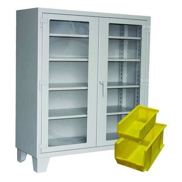 Shelving Storage Cabinet, 78 in H, 54 in W, 24 in D, Swing, Padlock Hasp, Gray, 4 Shelves, 0 Drawers
