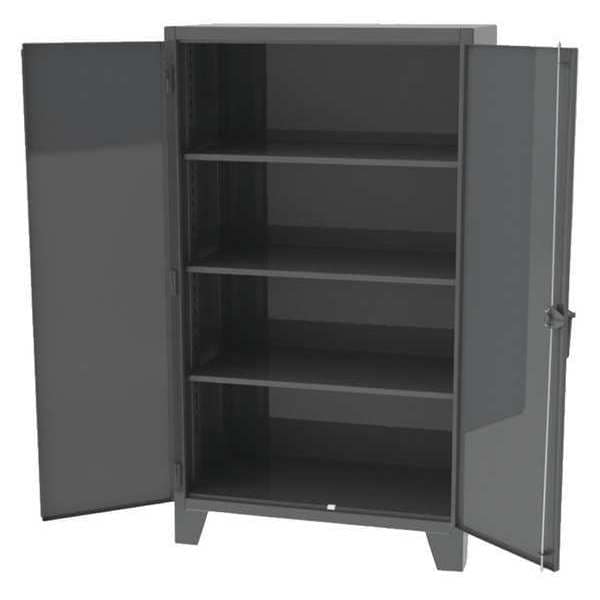 Shelving Storage Cabinet, 72 in H, 36 in W, 24 in D, Swing, Padlock Hasp, Dark Gray, 4 Shelves