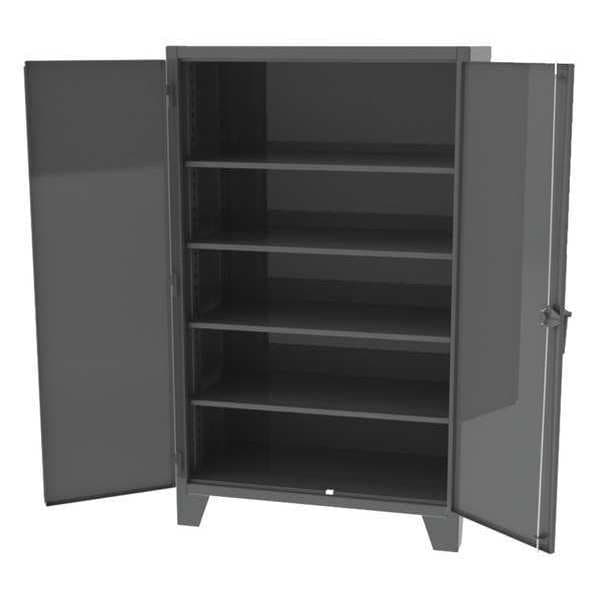 Shelving Storage Cabinet, 84 in H, 60 in W, 24 in D, Swing, Padlock Hasp, Dark Gray, 4 Shelves