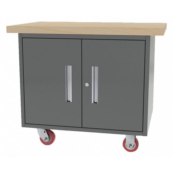 Mobile Cab Bench, Butcher Block, 38"W, 24"D