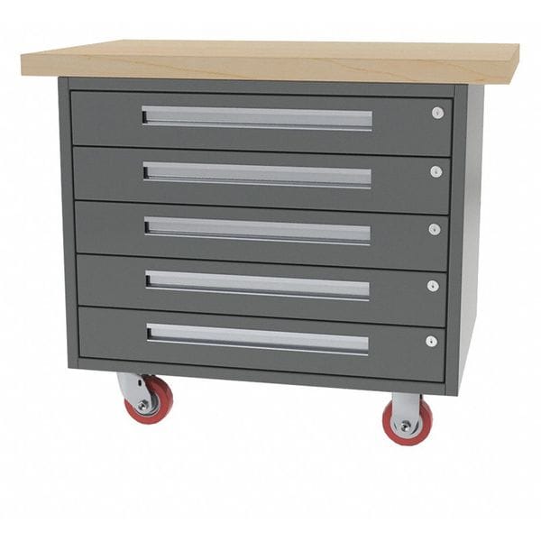 Mobile Cab Bench, Butcher Block, 38"W, 28"D