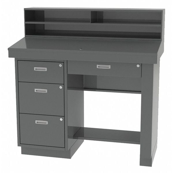 Pedestal/Panel Shop Desk, 54" H, Charcoal