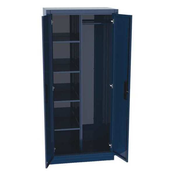 Combo Wardrobe Storage Cabinet, 72 in H, 36 in W, 24 in D, Recessed Pull, Keyed, Dark Gray