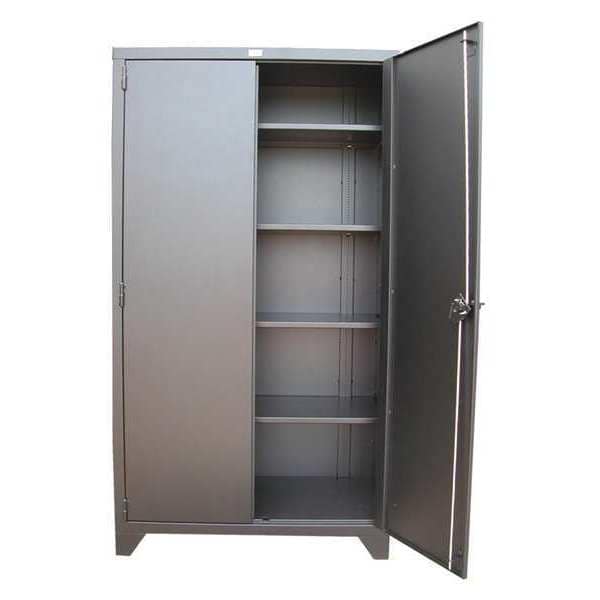 Shelving Storage Cabinet, 82 in H, 36 in W, 24 in D, Swing, Padlock Hasp, Dark Gray, 4 Shelves