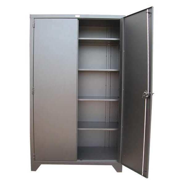 Shelving Storage Cabinet, 82 in H, 60 in W, 18 in D, Swing, Padlock Hasp, Dark Gray, 4 Shelves