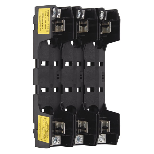 Open Fuse Block, 0 to 30A Amp Range, 600V AC/DC Volt Rating, 3 Poles, Box Lug