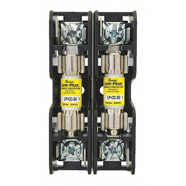 Open Fuse Block, 0 to 30A Amp Range, 600V AC/DC Volt Rating, 2 Poles, Box Lug