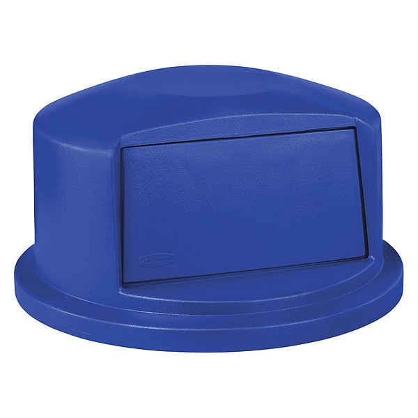 BRUTE(R) 32 gal Trash Can Lid, Dome with Push Door Blue, Resin, 1 Openings 22 3/4 in W/Dia