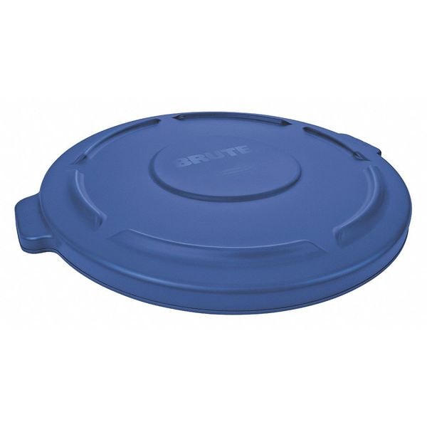 BRUTE(R) 44 gal Trash Can Lid, Flat Blue, Resin, 0 Openings 24 1/2 in W/Dia